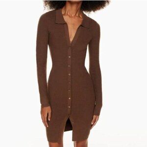 Brown knit button-up dress